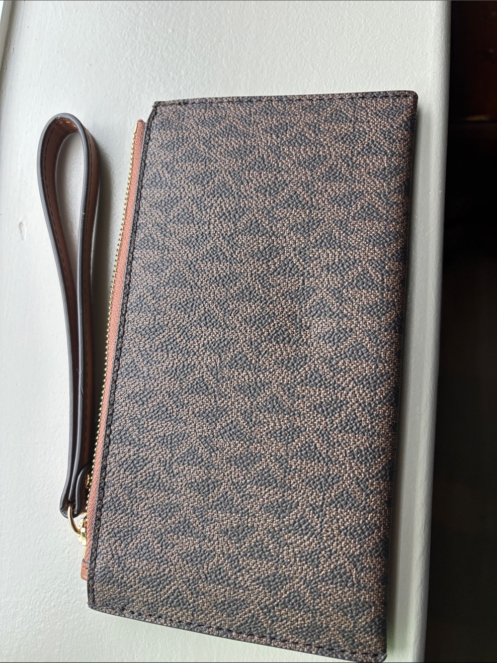 Michael Kors Brown and Tan Logo Wristlet - Picture 2 of 3